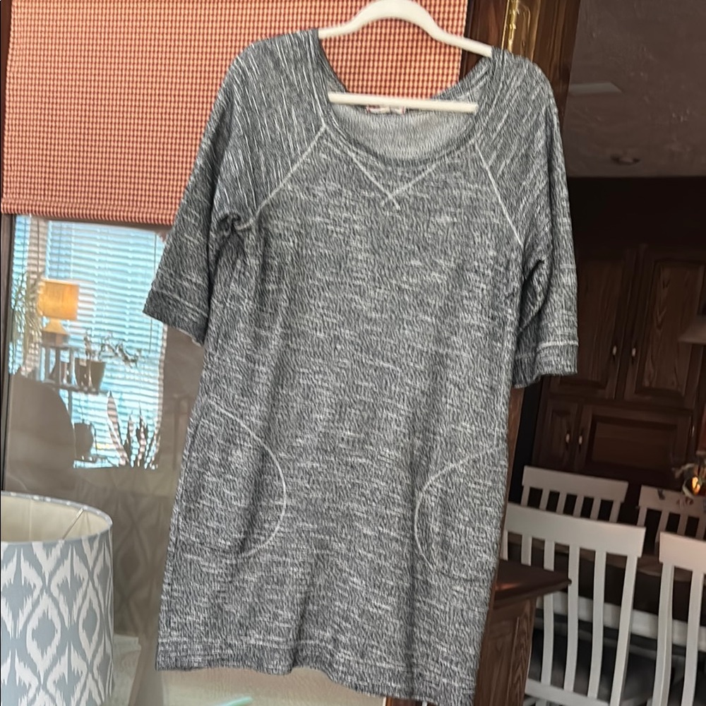 Gray Knit Dress with Pockets